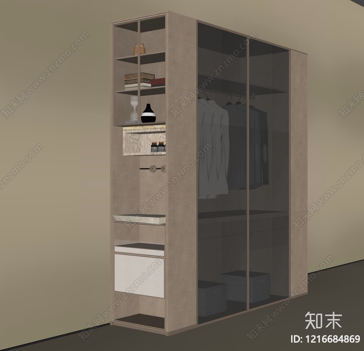 意式轻奢衣柜SU模型下载【ID:1216684869】