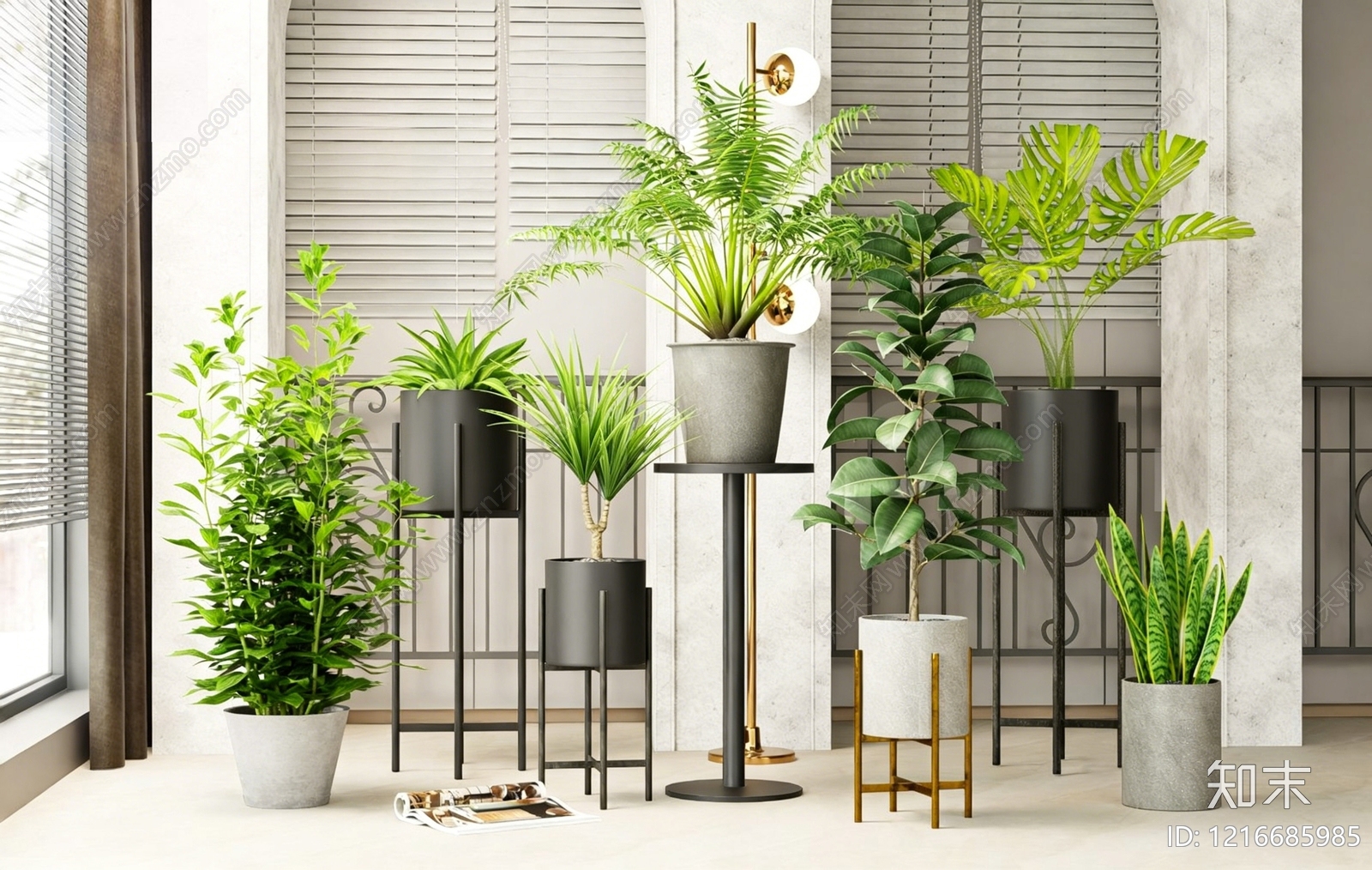 现代简约植物组合SU模型下载【ID:1216685985】