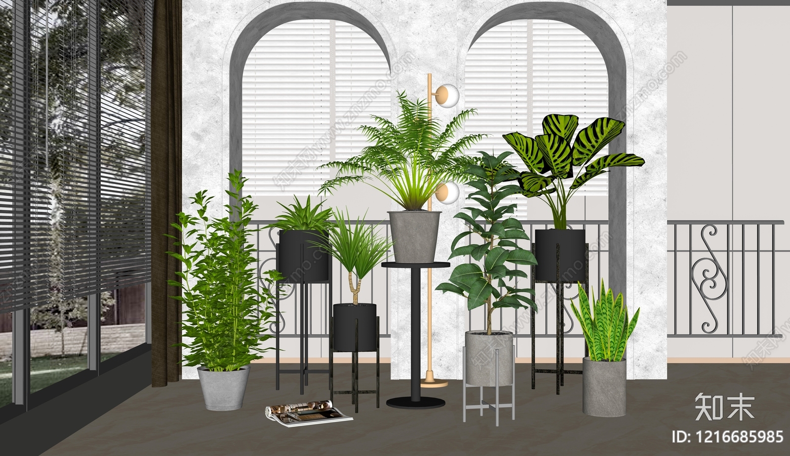 现代简约植物组合SU模型下载【ID:1216685985】