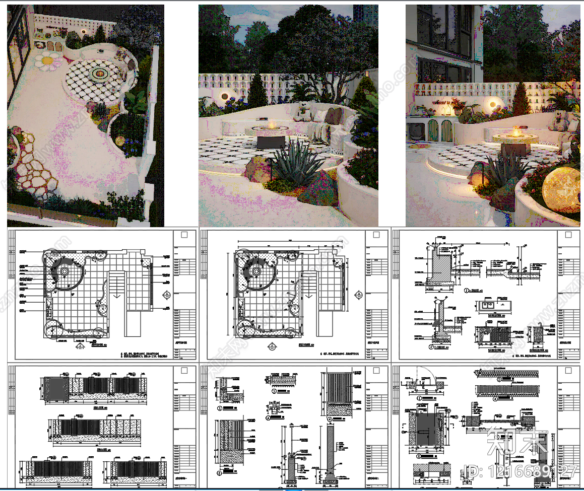 奶油庭院施工图下载【ID:1216689127】