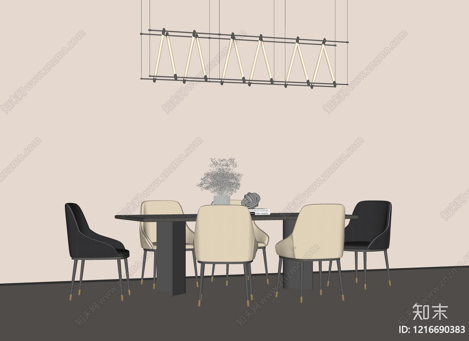 现代简约餐桌SU模型下载【ID:1216690383】