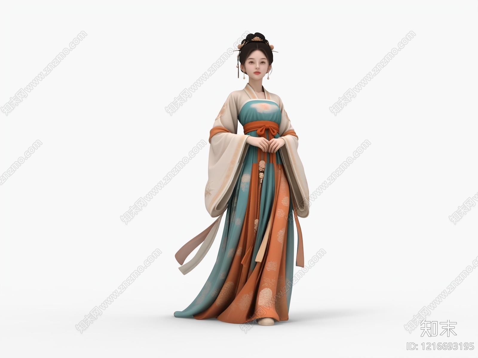 新中式女人SU模型下载【ID:1216693195】