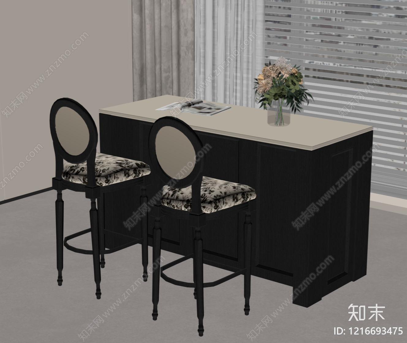 法式吧椅SU模型下载【ID:1216693475】