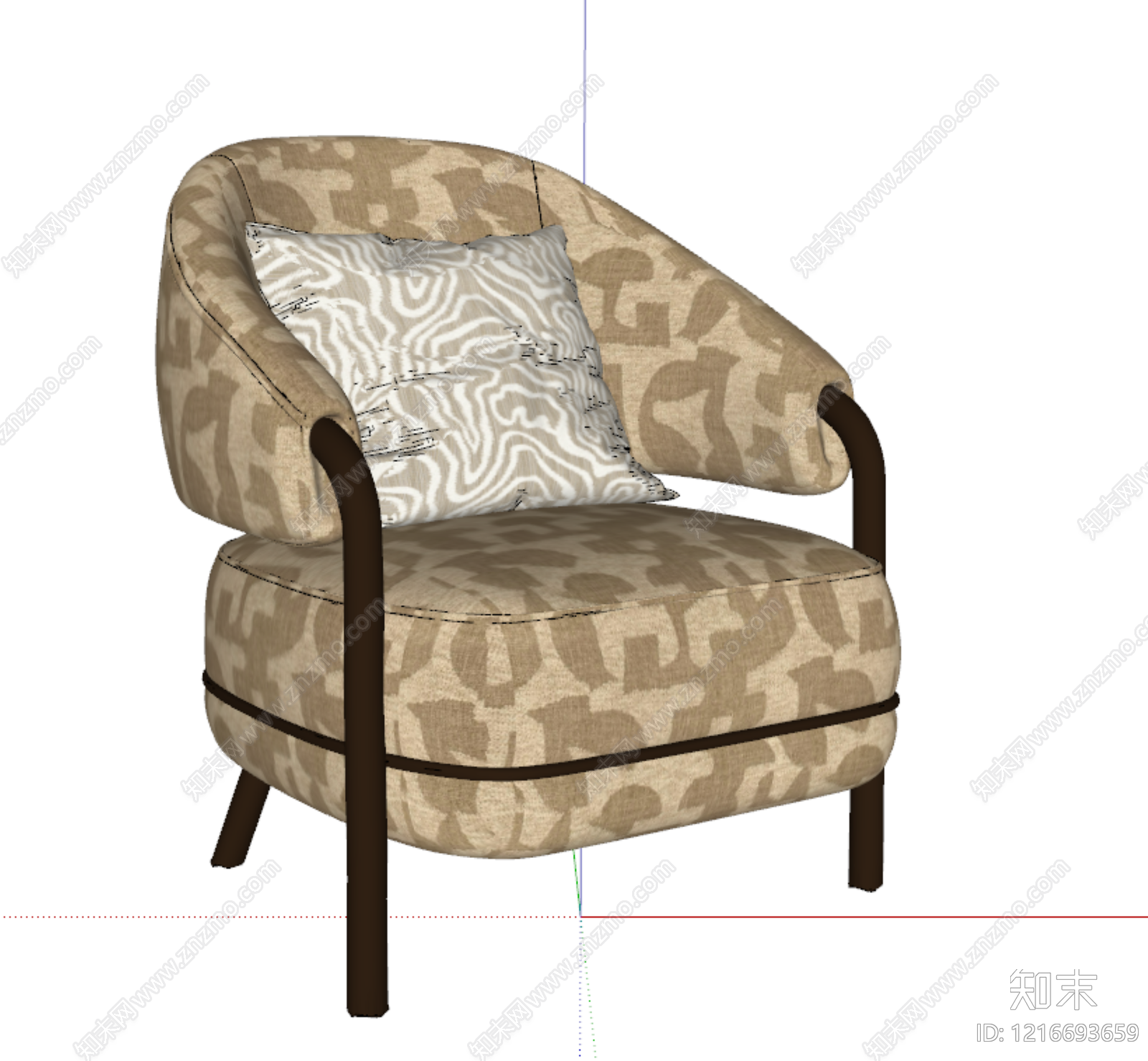 现代单人沙发SU模型下载【ID:1216693659】
