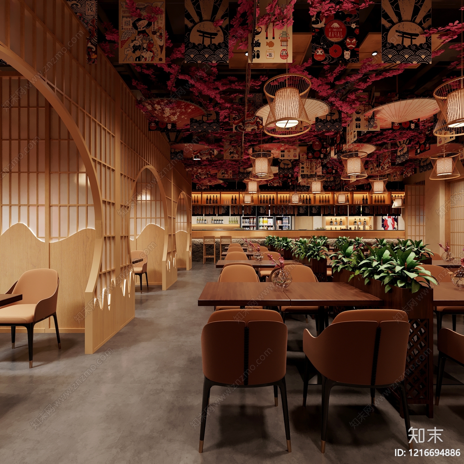 日式日料店3D模型渲染效果图