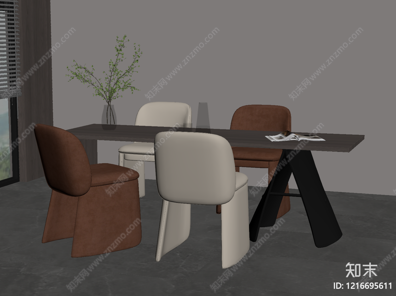 现代简约餐桌SU模型下载【ID:1216695611】