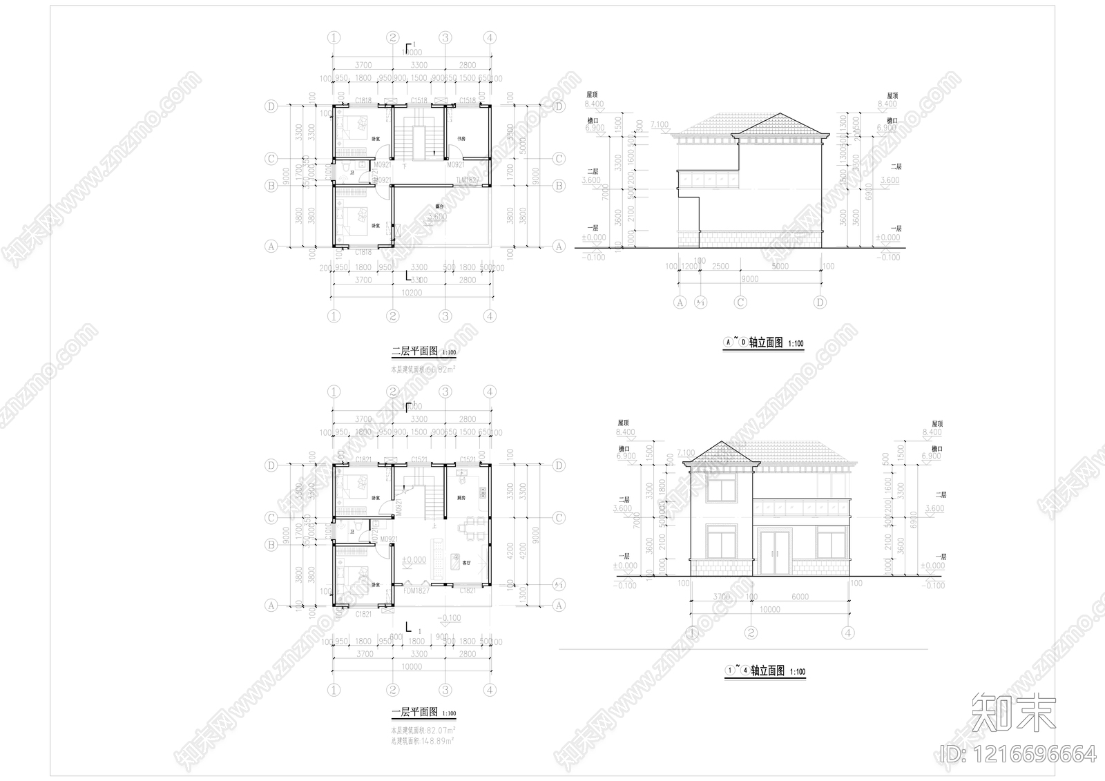 新中式现代住宅楼建筑施工图下载【ID:1216696664】