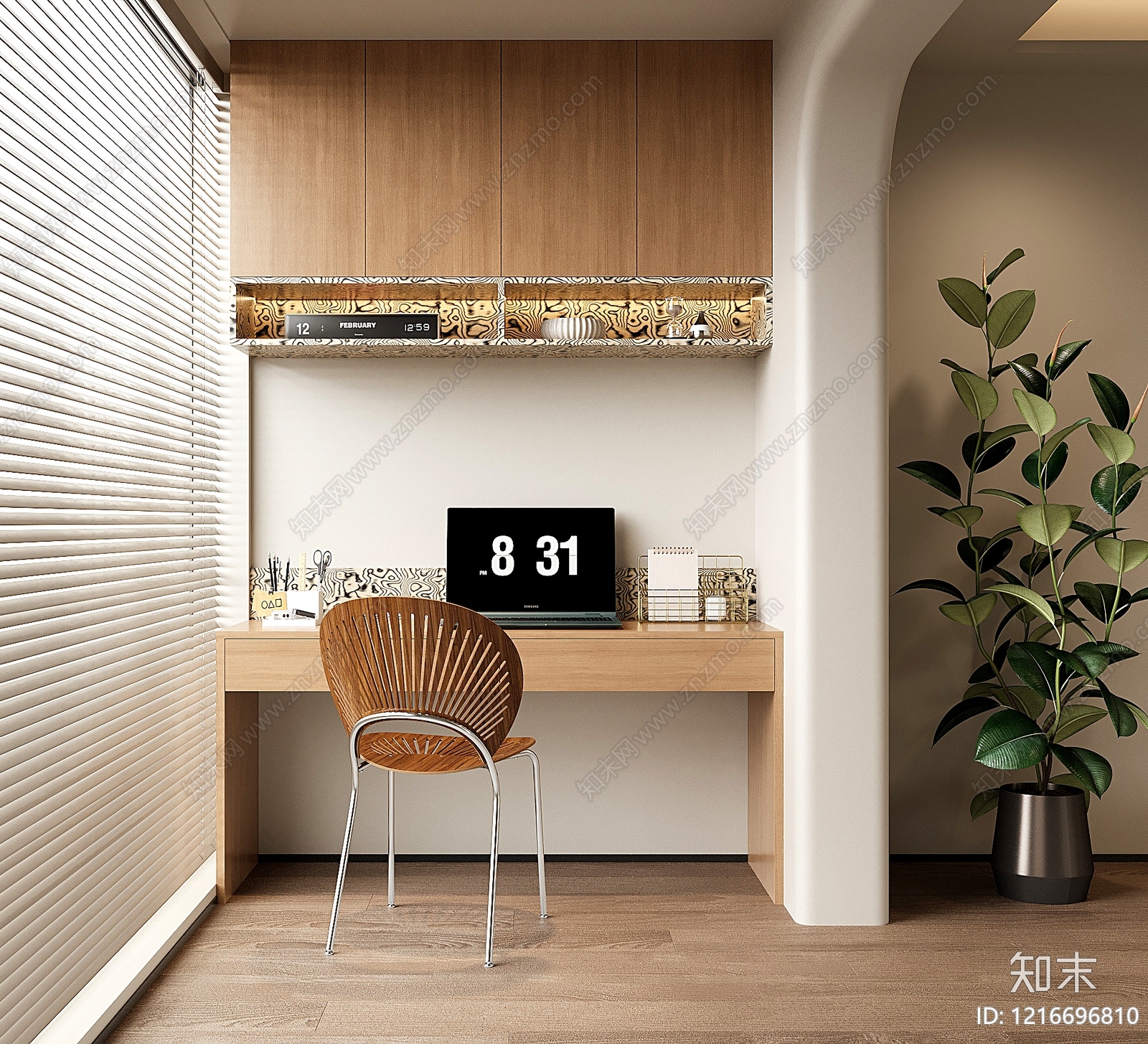 原木风书桌SU模型下载【ID:1216696810】