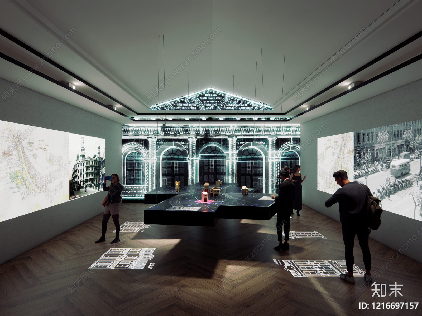 科技感展示空间城市展厅SU模型草图