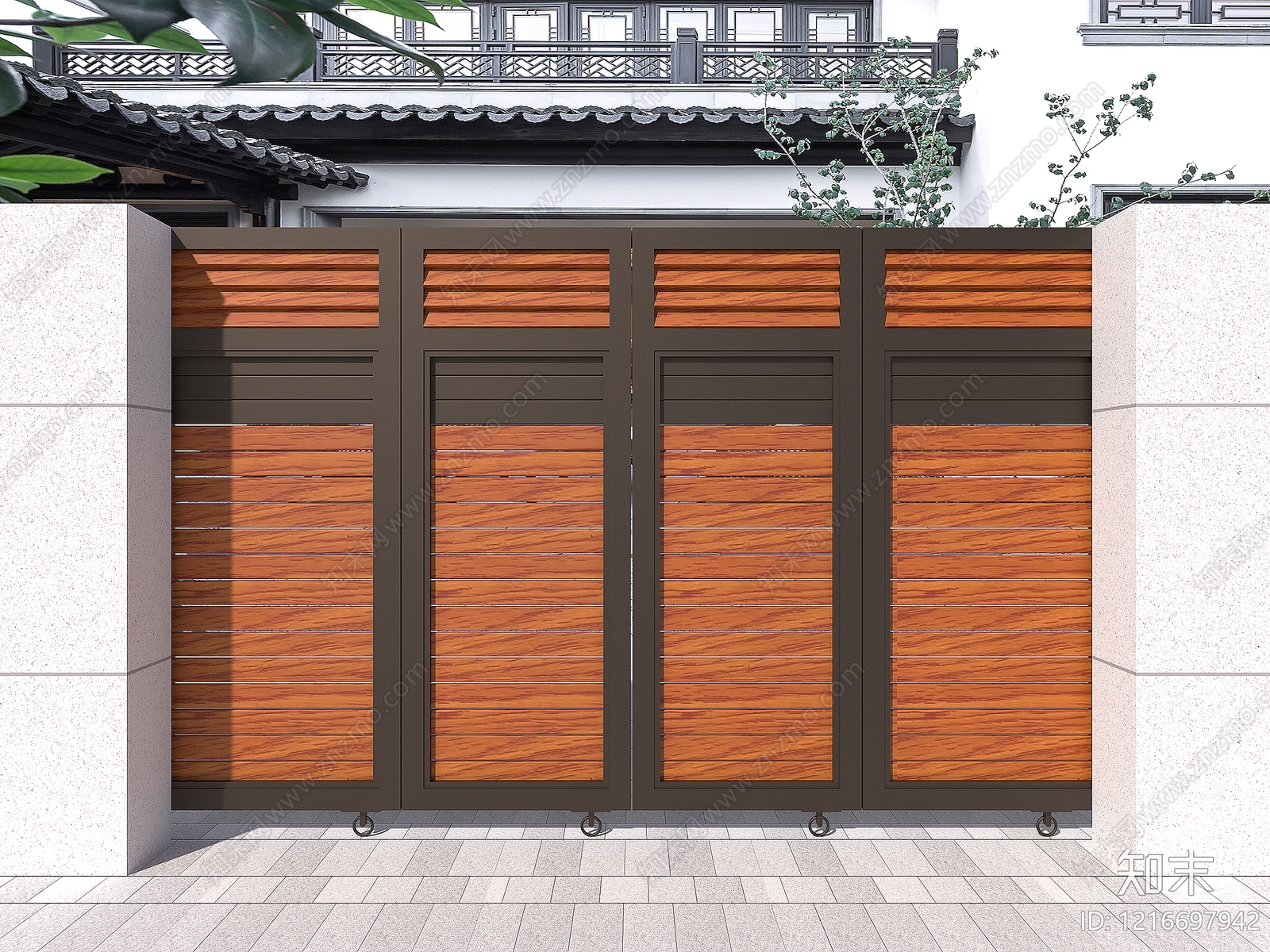 新中式推拉门3D模型下载【ID:1216697942】