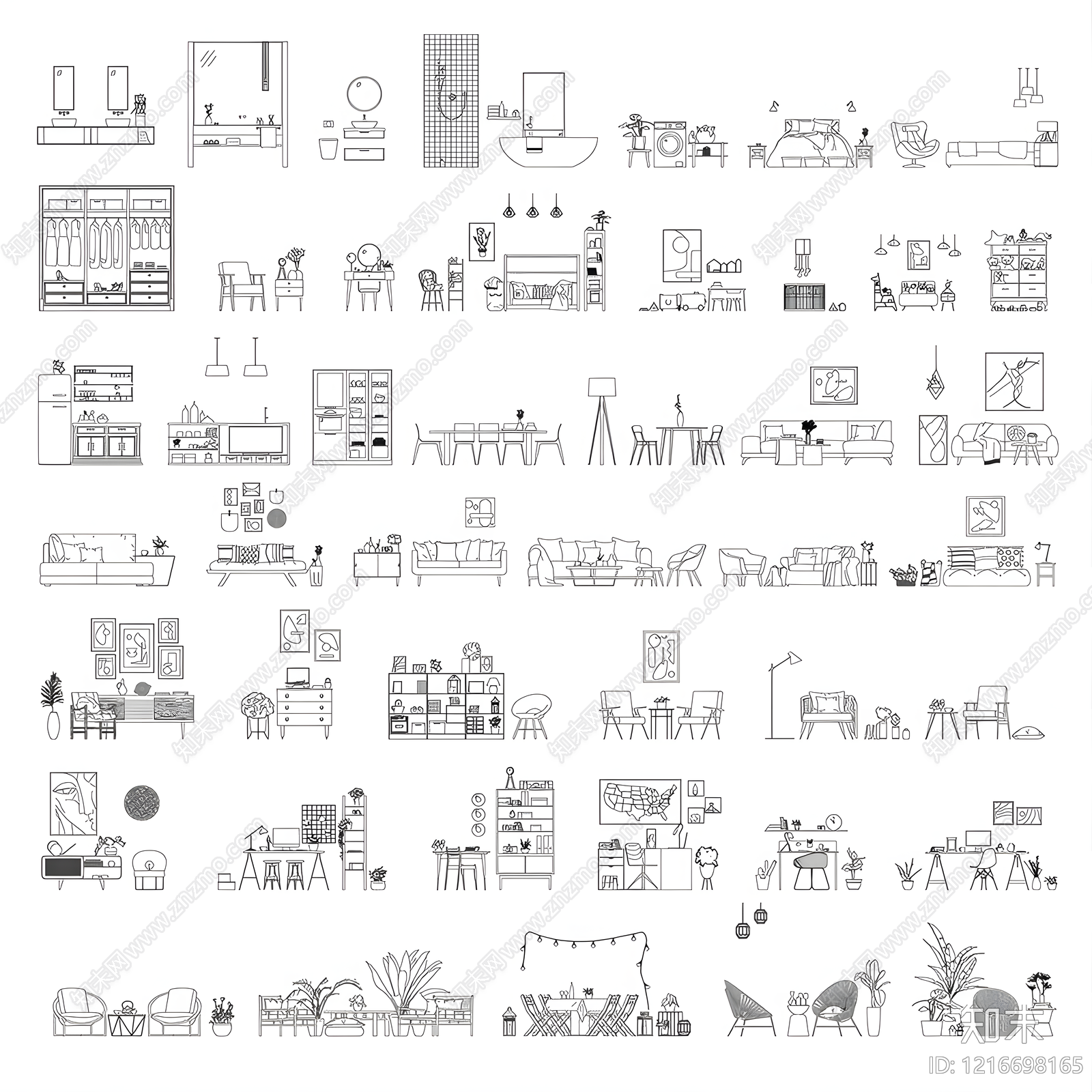 现代家具图库施工图下载【ID:1216698165】