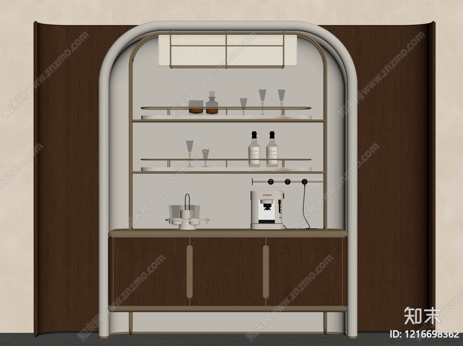 新中式酒柜SU模型下载【ID:1216698362】