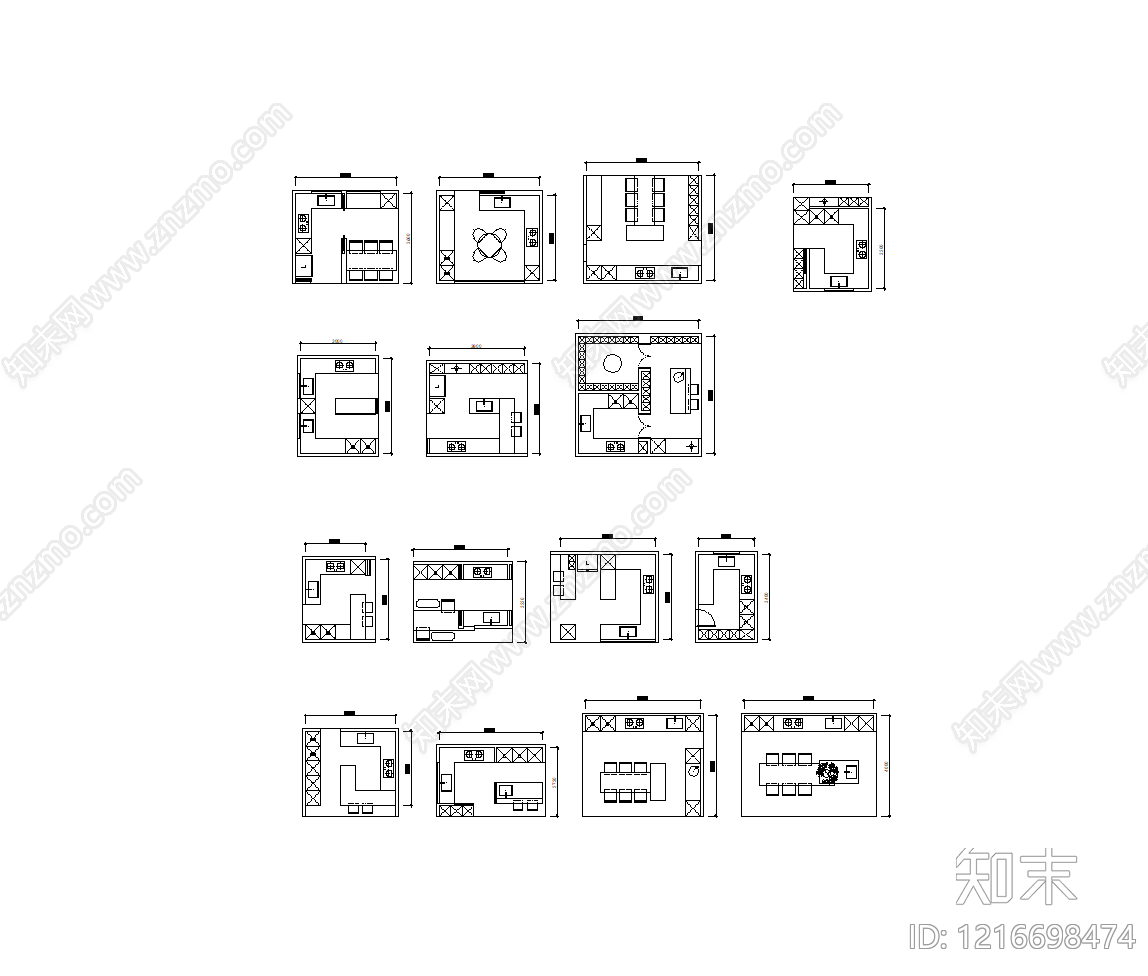 现代简约厨房设施施工图下载【ID:1216698474】