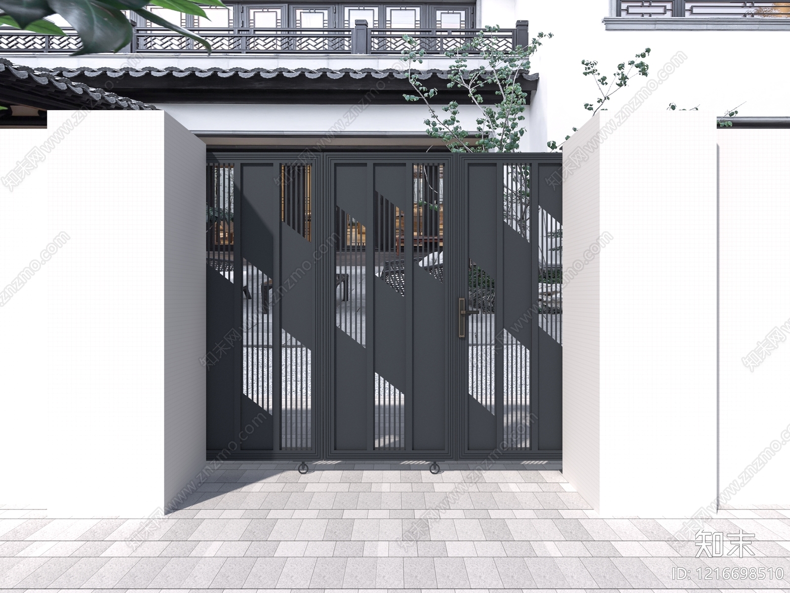 新中式双开门3D模型下载【ID:1216698510】