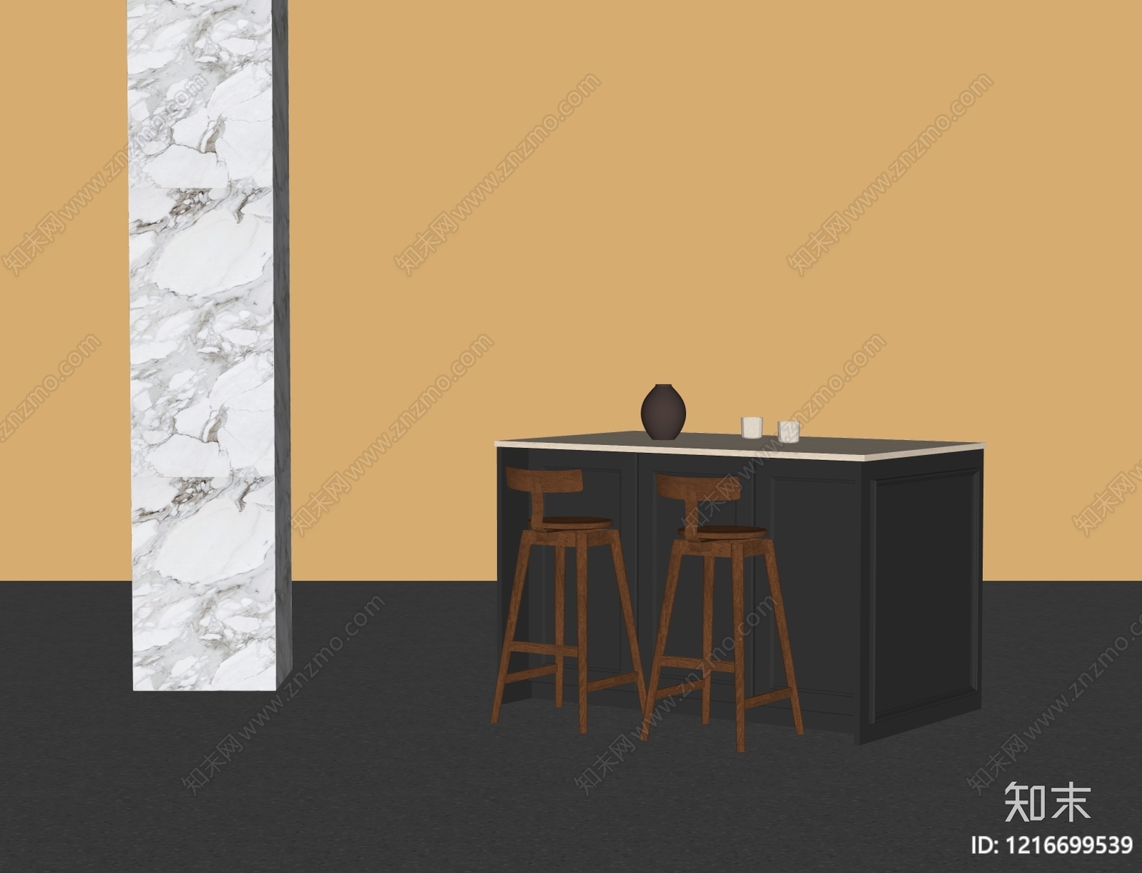 现代简约餐桌椅SU模型下载【ID:1216699539】