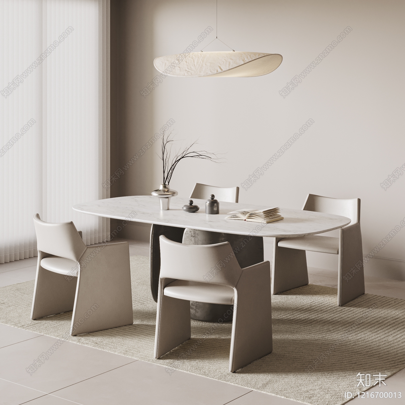 奶油风家居餐厅3D模型下载【ID:1216700013】