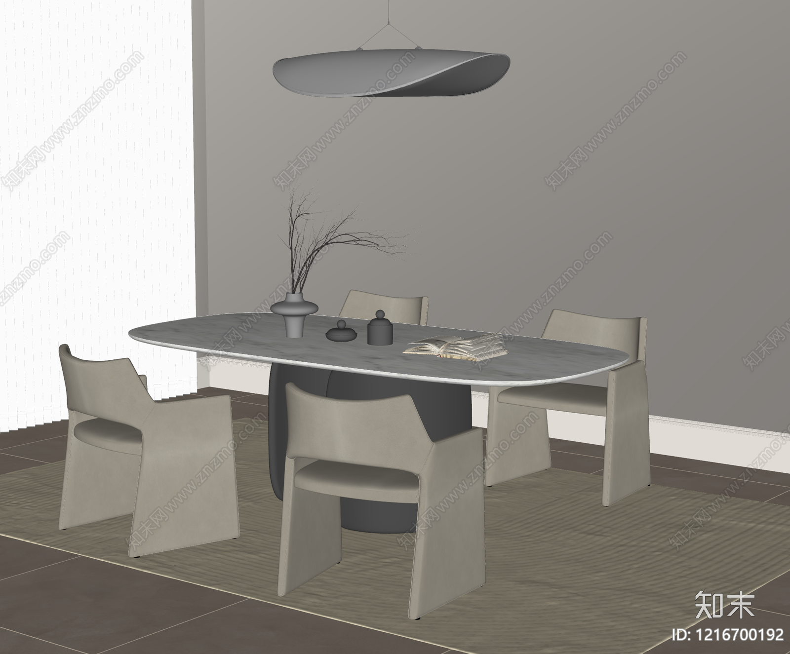 现代餐桌椅SU模型下载【ID:1216700192】