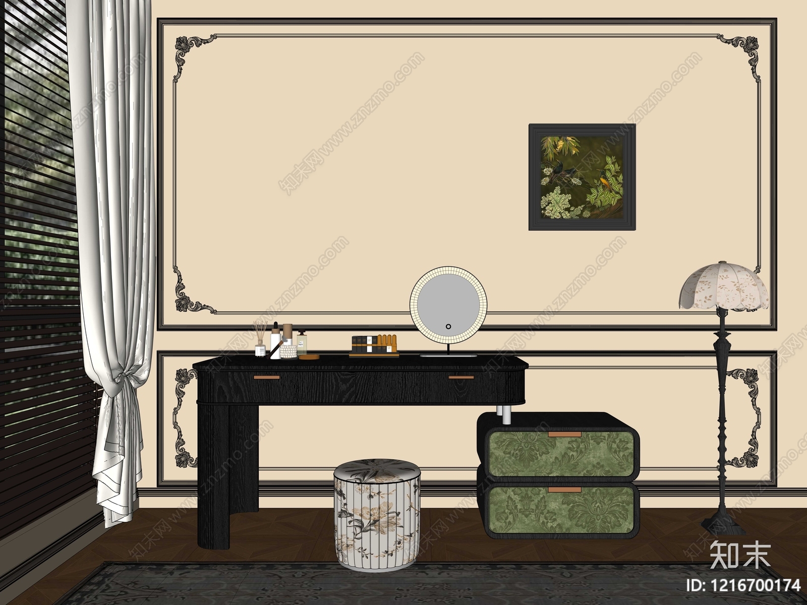 法式复古梳妆台3D模型下载【ID:1216700174】