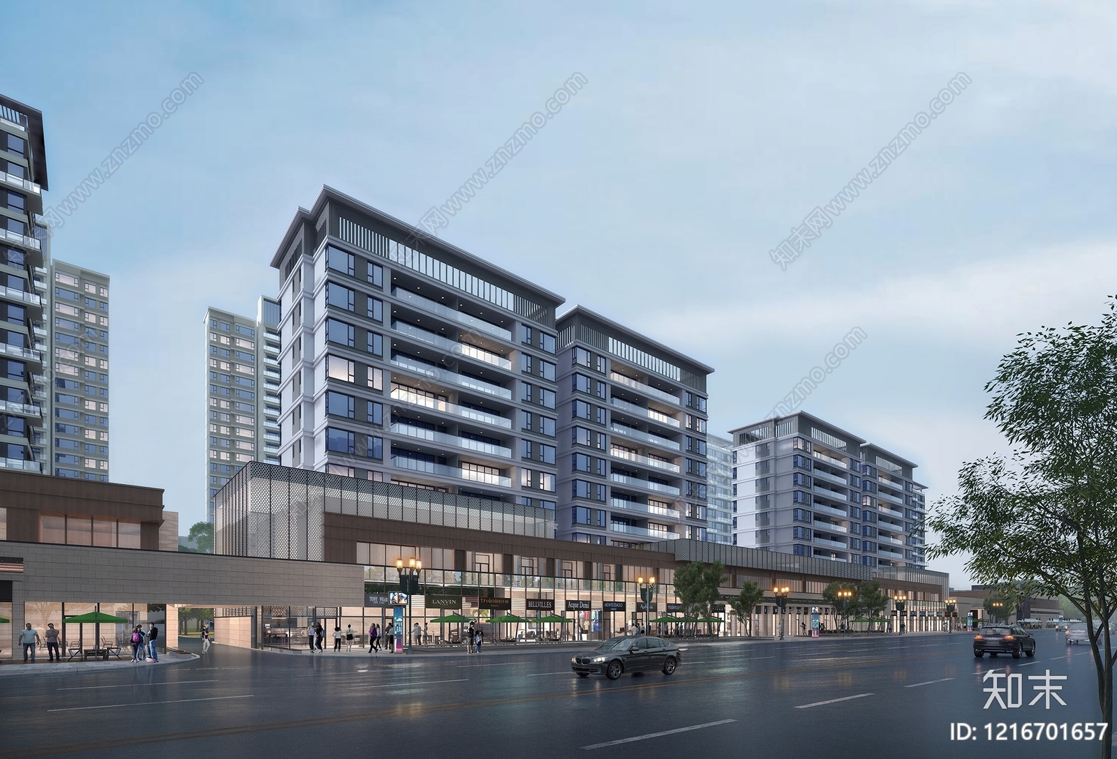 现代简约小高层住宅楼3D模型下载【ID:1216701657】