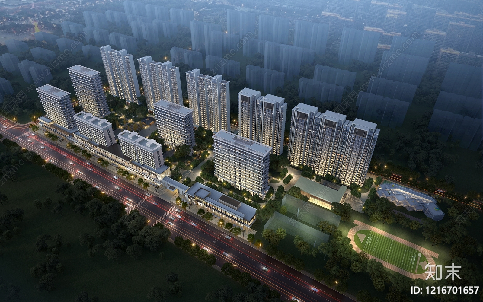 现代简约小高层住宅楼3D模型下载【ID:1216701657】