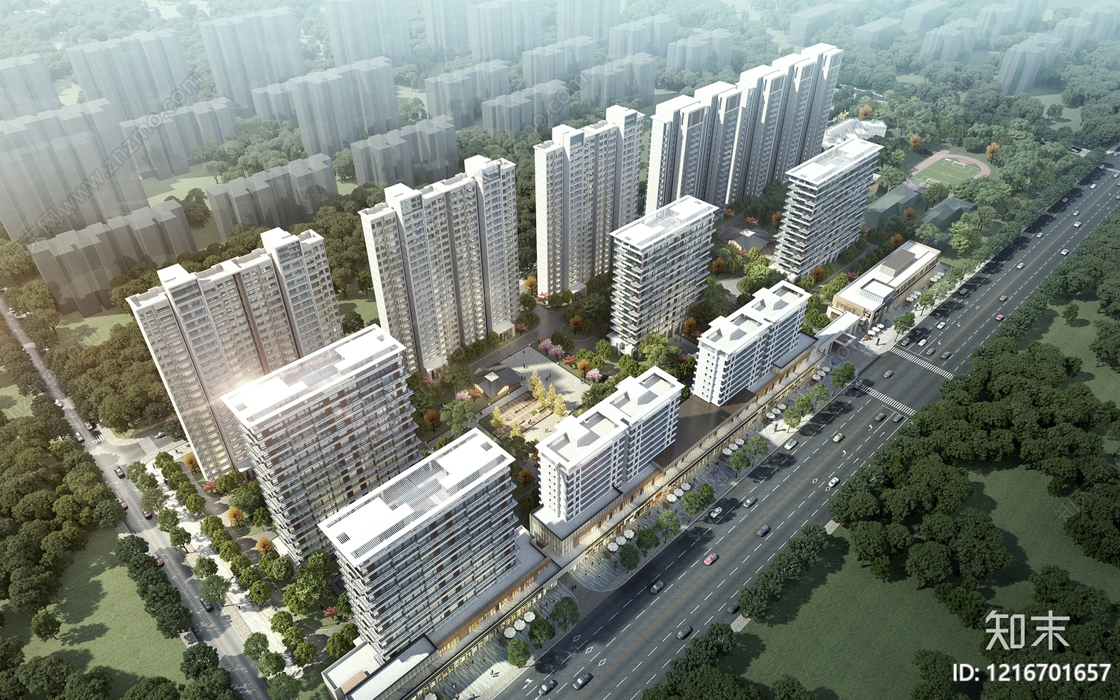 现代简约小高层住宅楼3D模型下载【ID:1216701657】