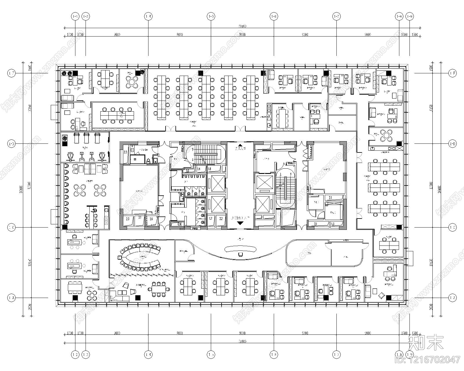 现代整体办公空间cad施工图下载【ID:1216702047】