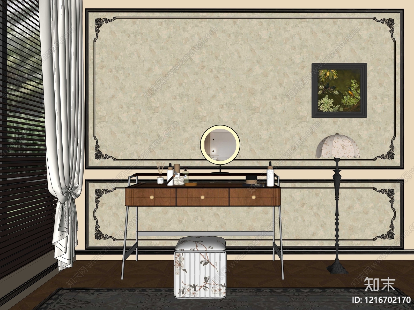 奶油风会议桌3D模型下载【ID:1216702170】