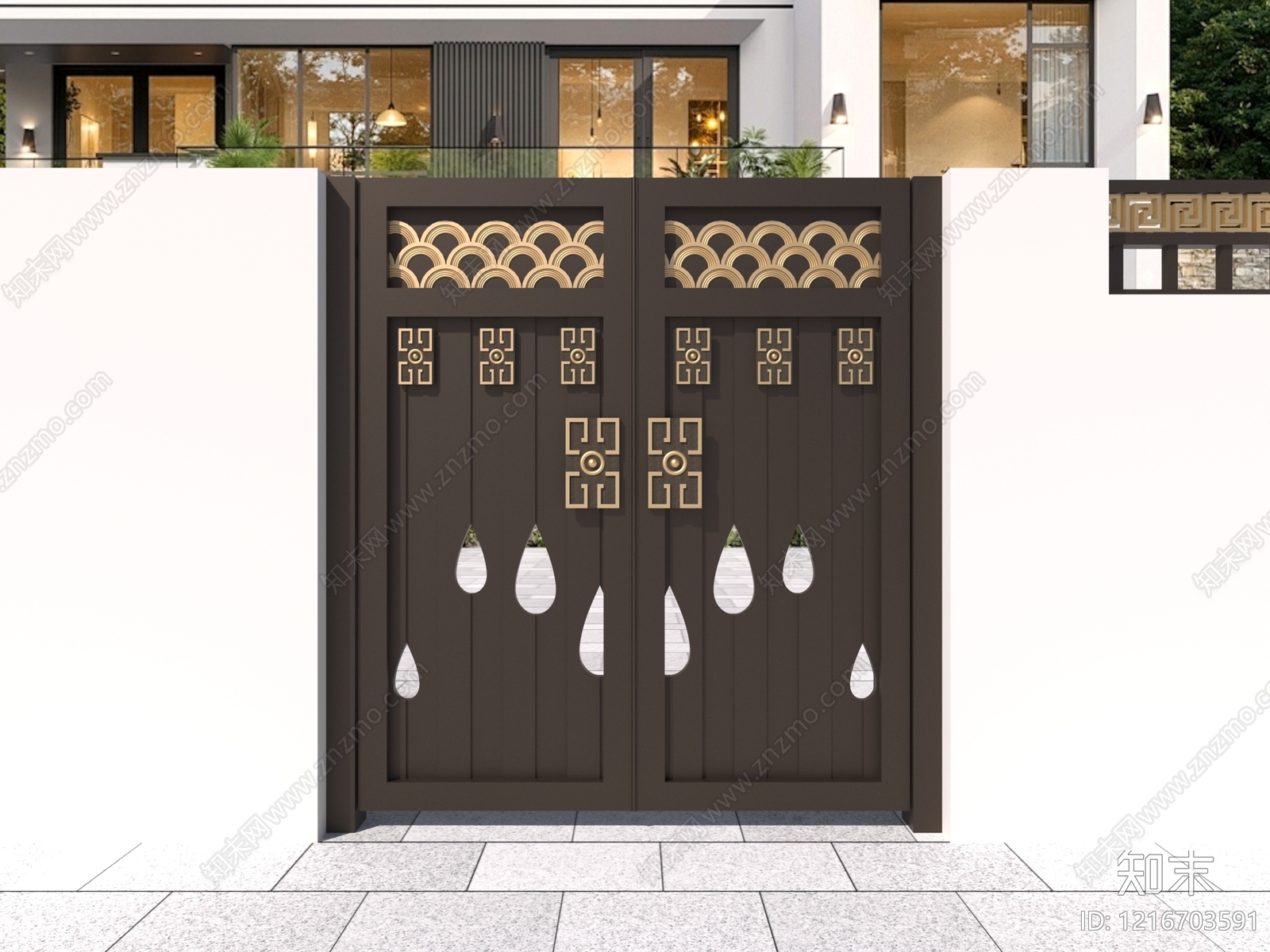 新中式双开门3D模型下载【ID:1216703591】