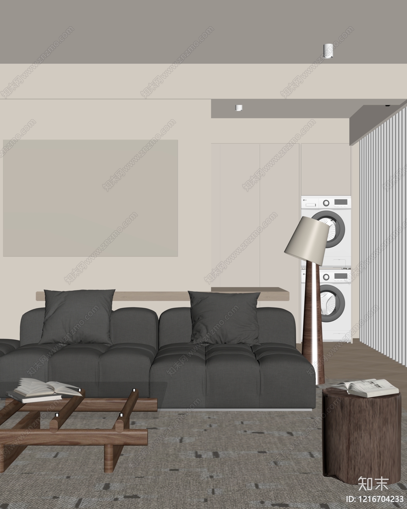 现代简约家居客厅SU模型下载【ID:1216704233】