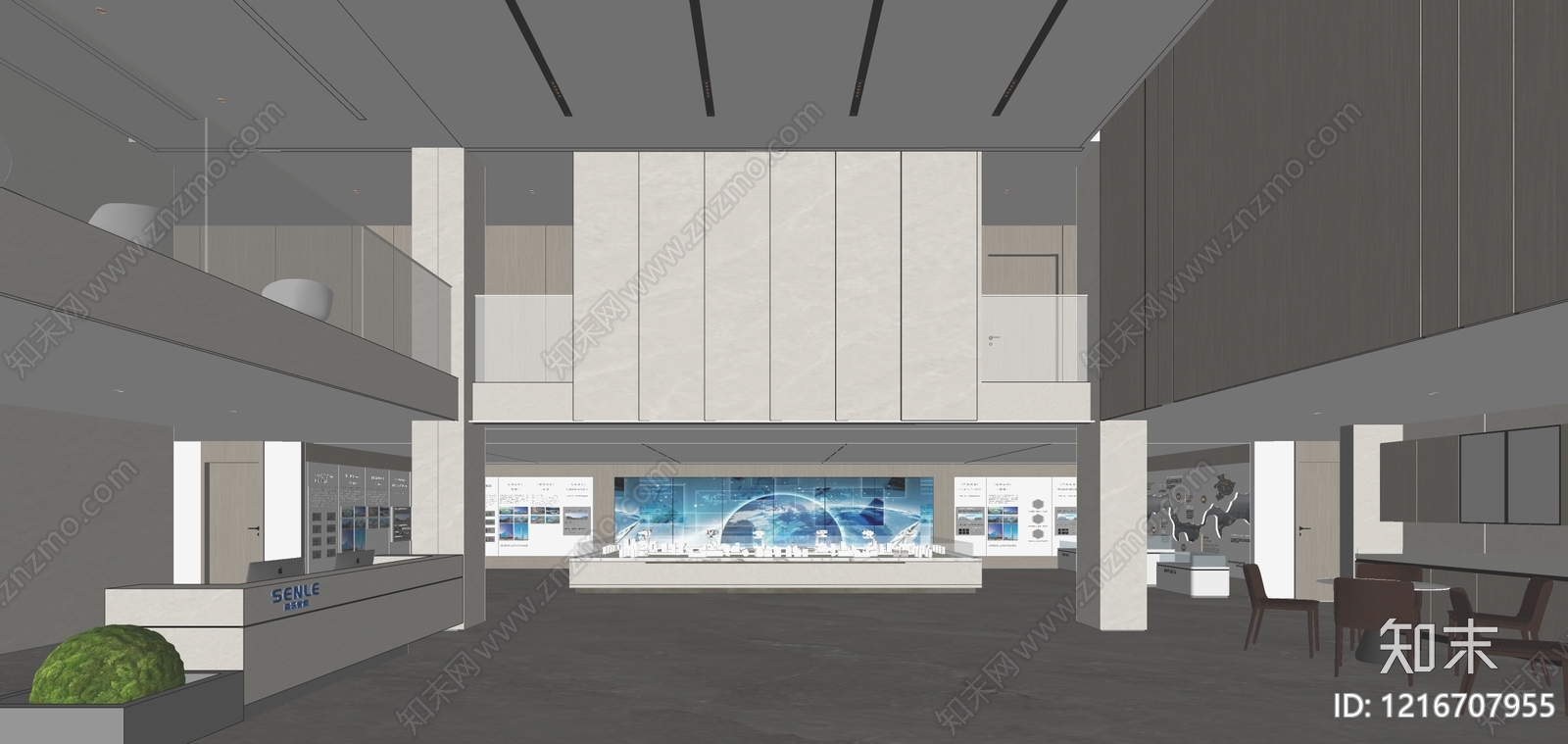 现代简约企业文化展厅SU模型下载【ID:1216707955】