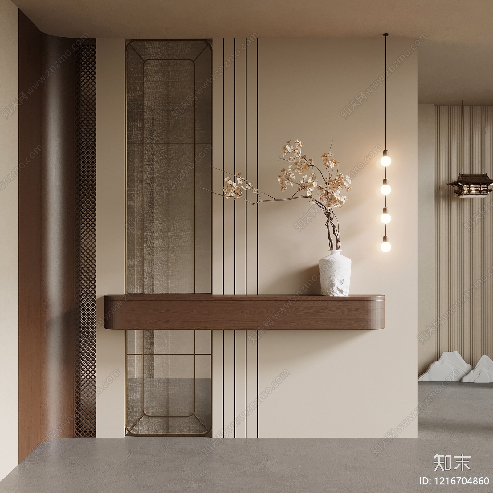 新中式玄关SU模型下载【ID:1216704860】