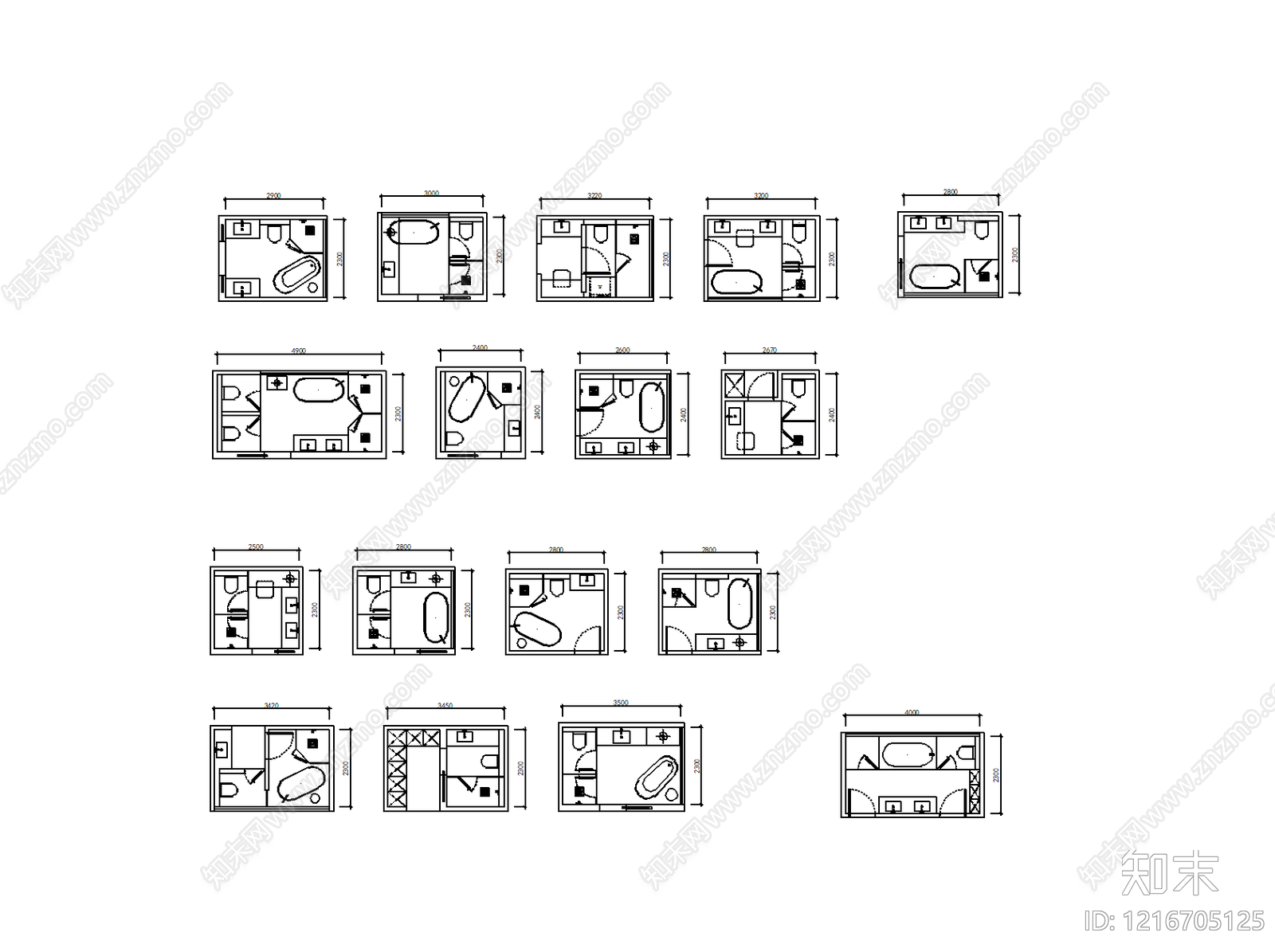 现代简约卫浴设施cad施工图下载【ID:1216705125】