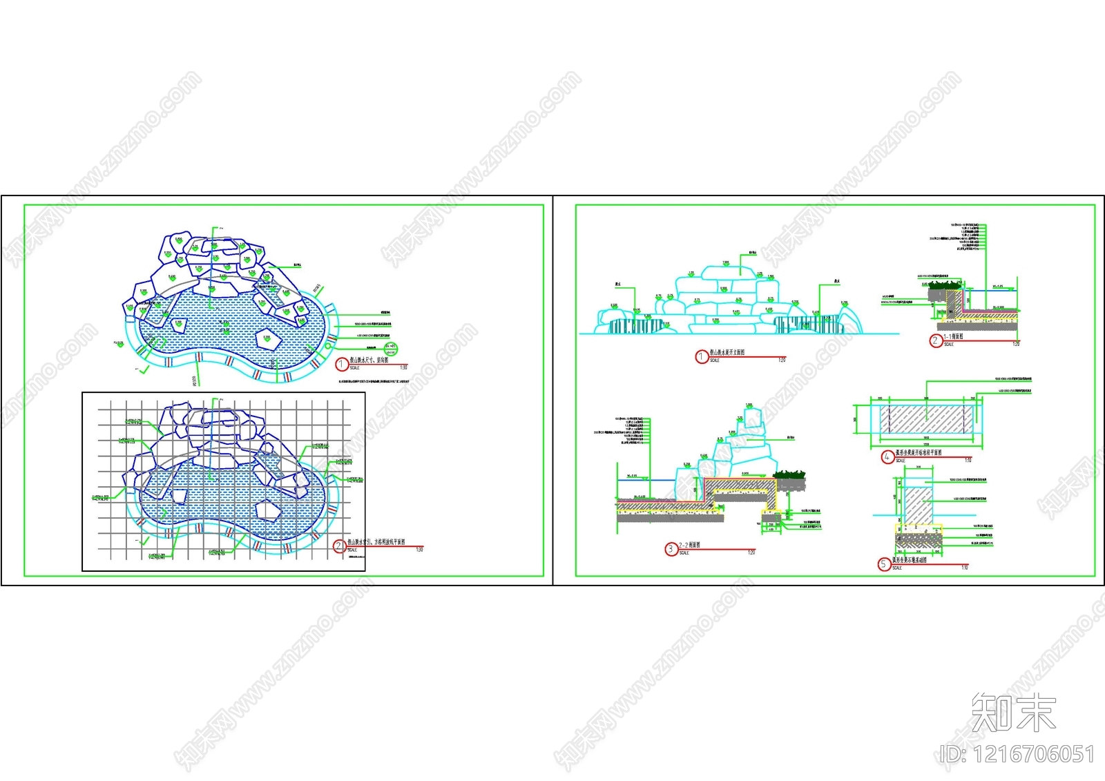 现代假山水景图库施工图下载【ID:1216706051】