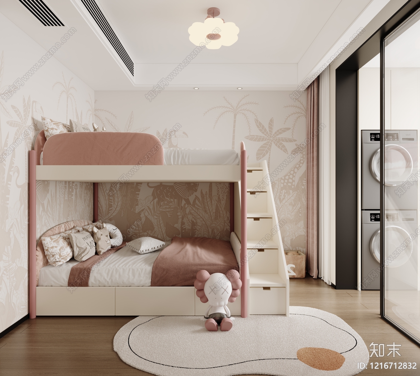 奶油风女孩房3D模型下载【ID:1216712832】