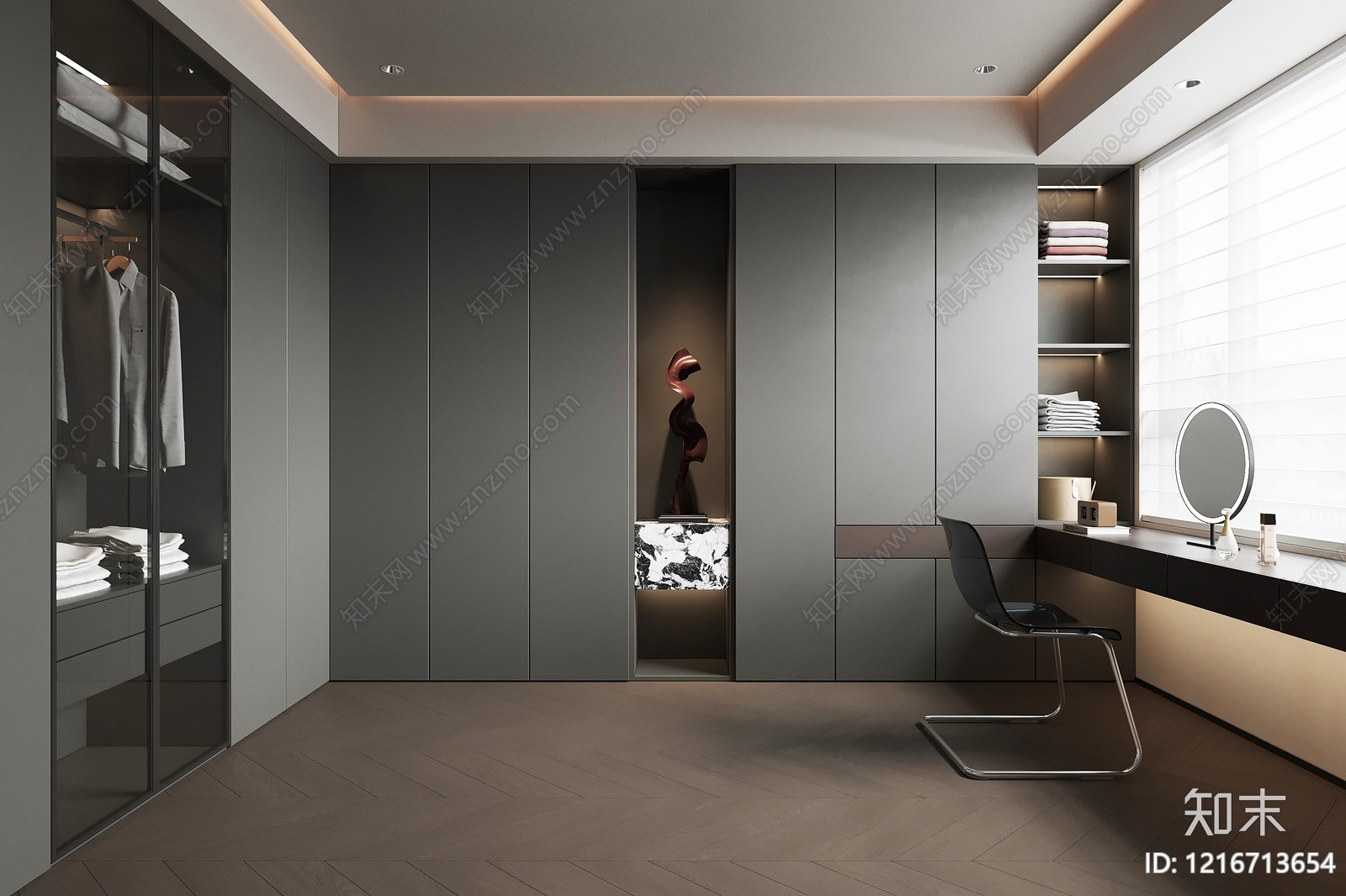 极简衣帽间3D模型下载【ID:1216713654】