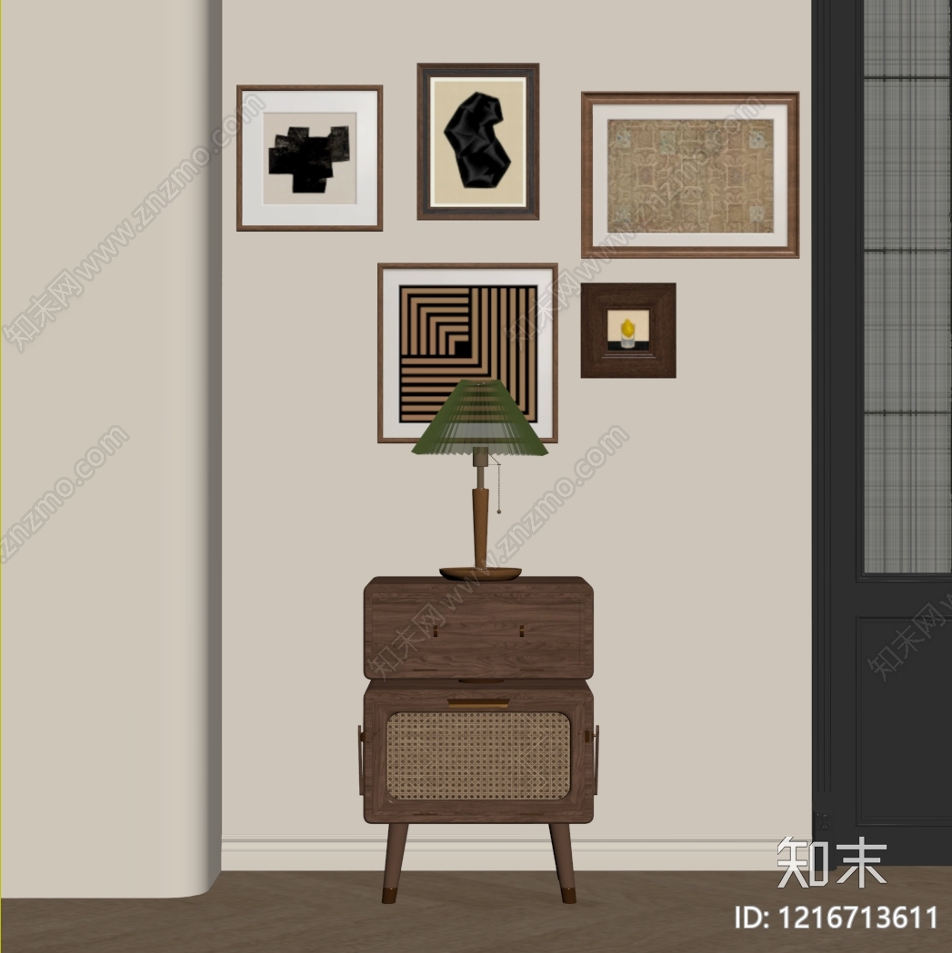 中古风床头柜SU模型下载【ID:1216713611】