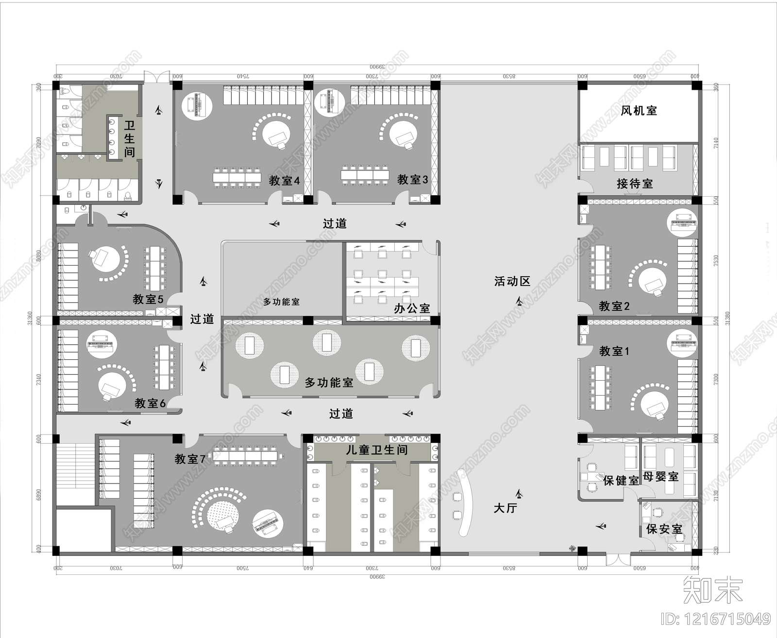现代幼儿园施工图下载【ID:1216715049】
