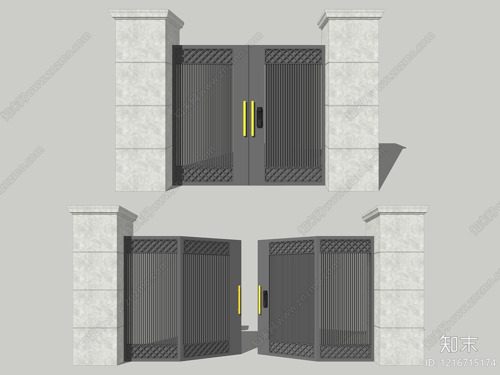 现代简约庭院门SU模型下载【ID:1216715174】