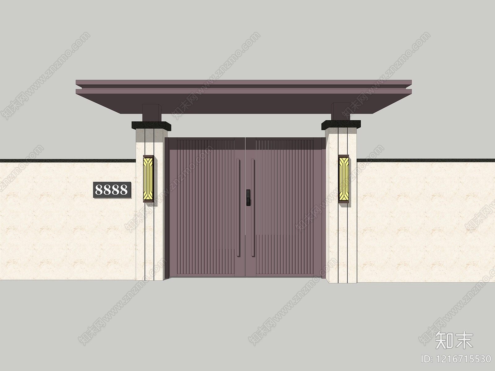 新中式入口大门SU模型下载【ID:1216715530】