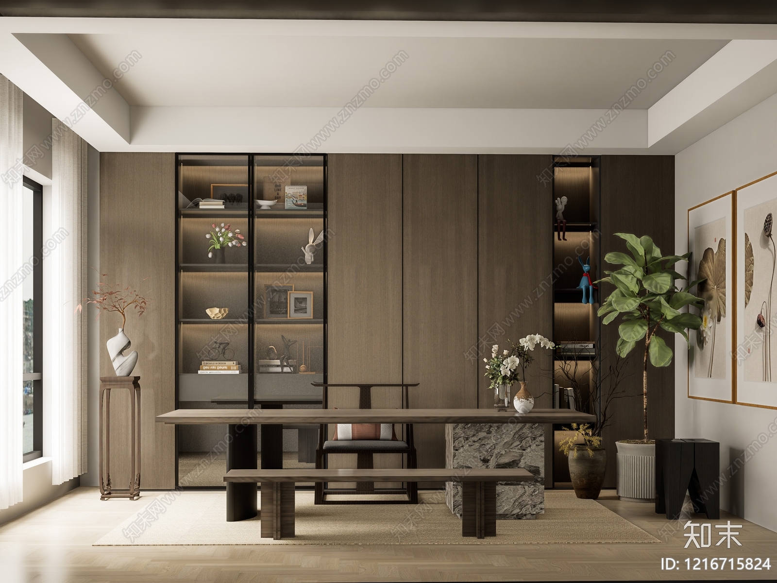 新中式茶室SU模型下载【ID:1216715824】