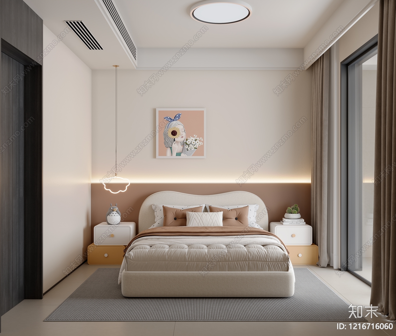 奶油风女孩房3D模型下载【ID:1216716060】