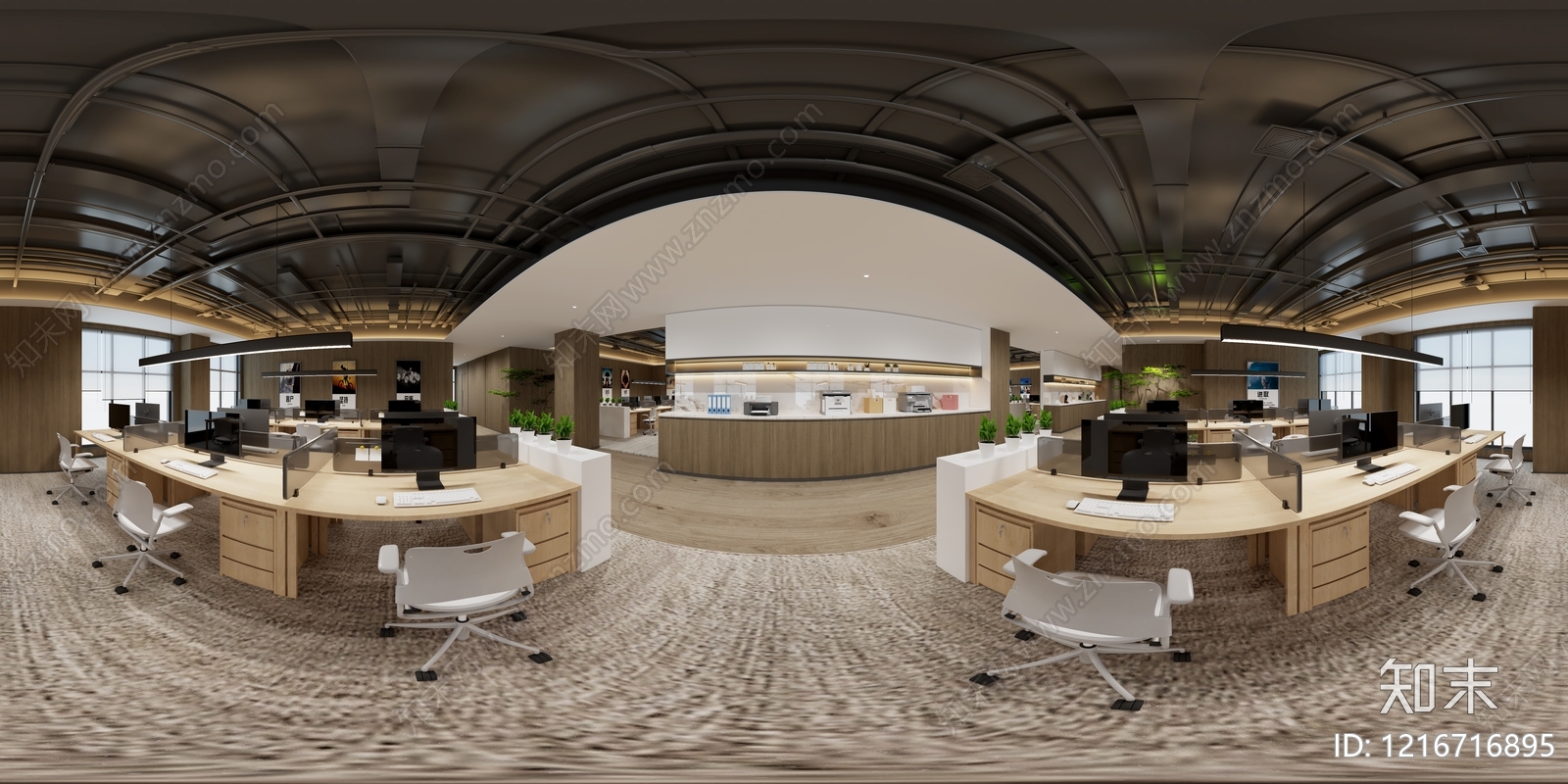 现代简约办公区3D模型下载【ID:1216716895】