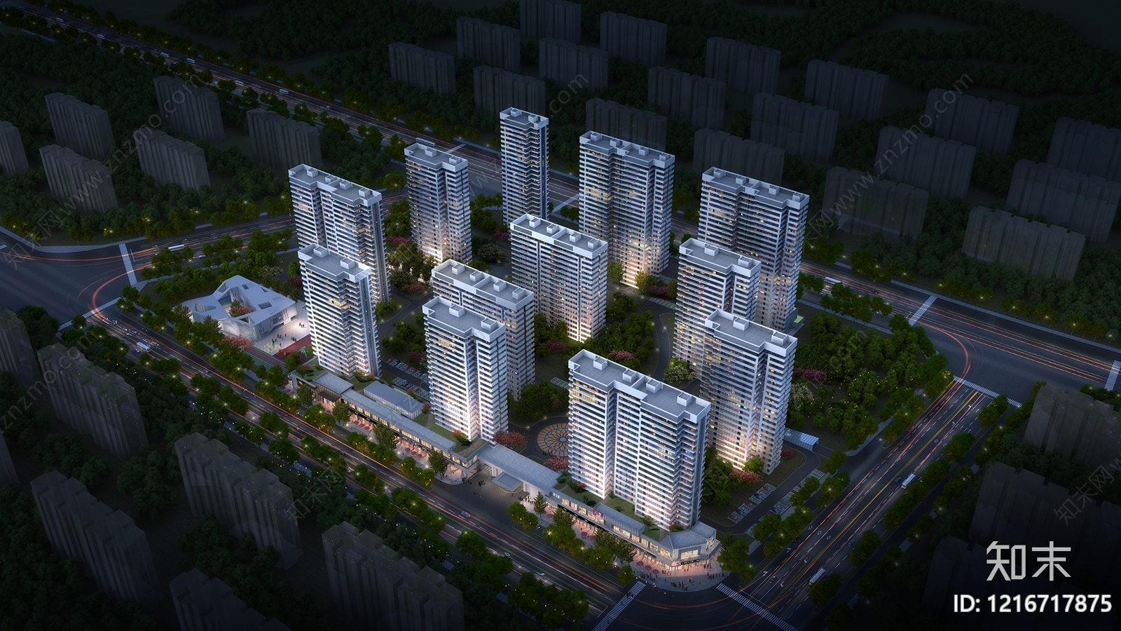 现代主义小高层住宅楼3D模型下载【ID:1216717875】