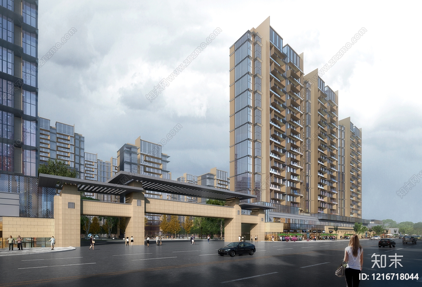 现代主义小高层住宅楼3D模型下载【ID:1216718044】