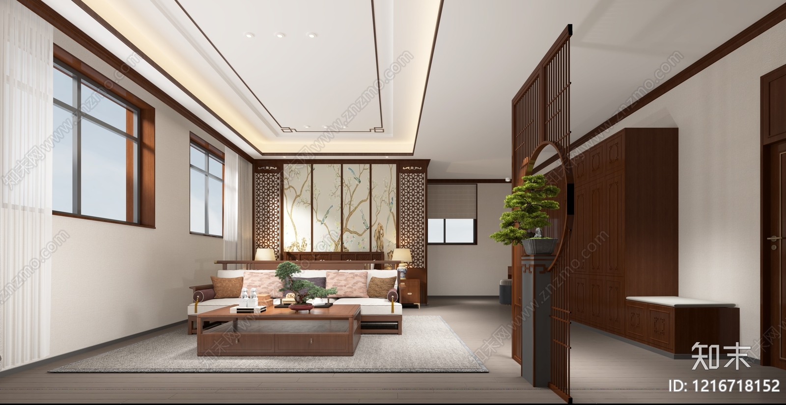 新中式主卧3D模型下载【ID:1216718152】