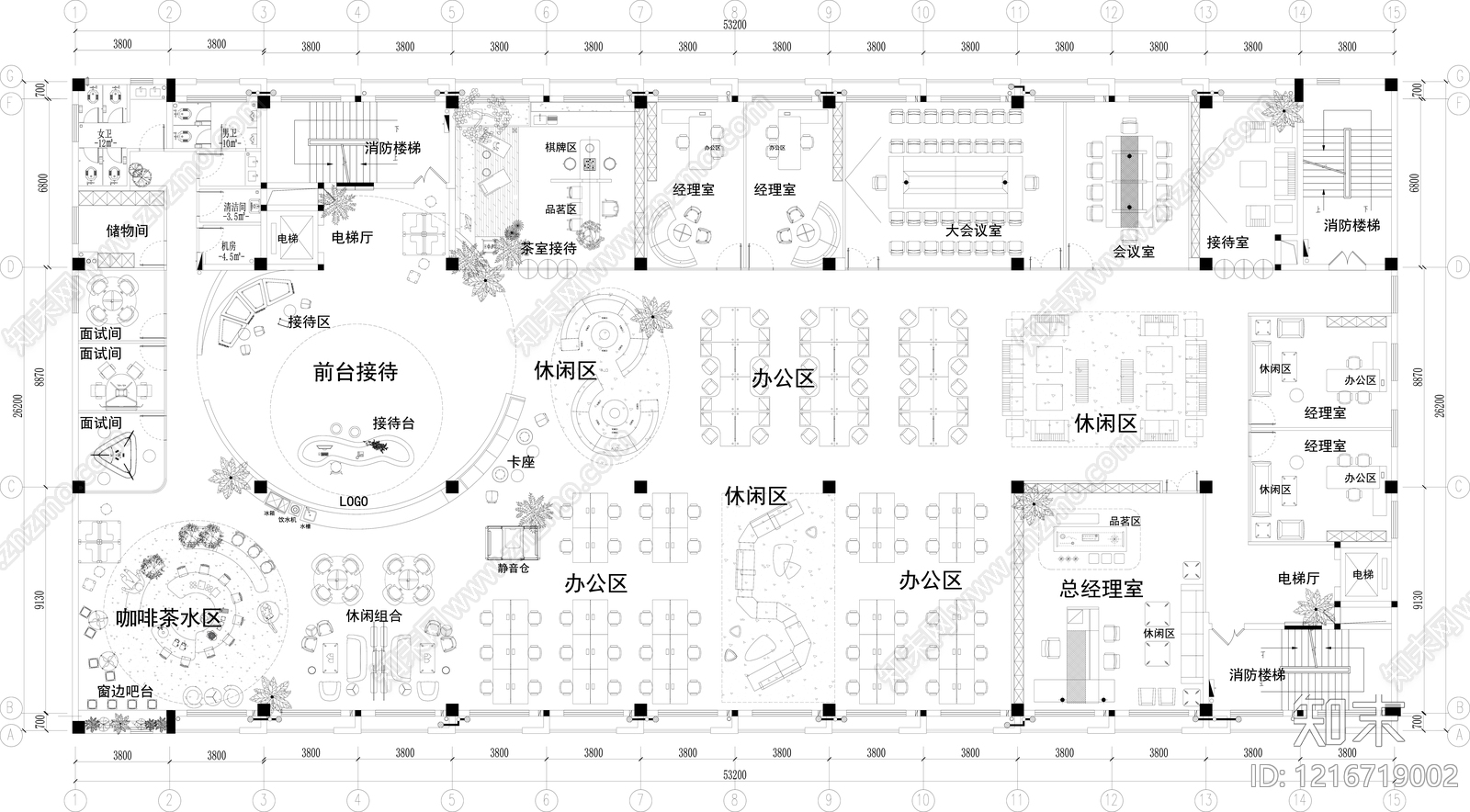 现代独立办公室施工图下载【ID:1216719002】
