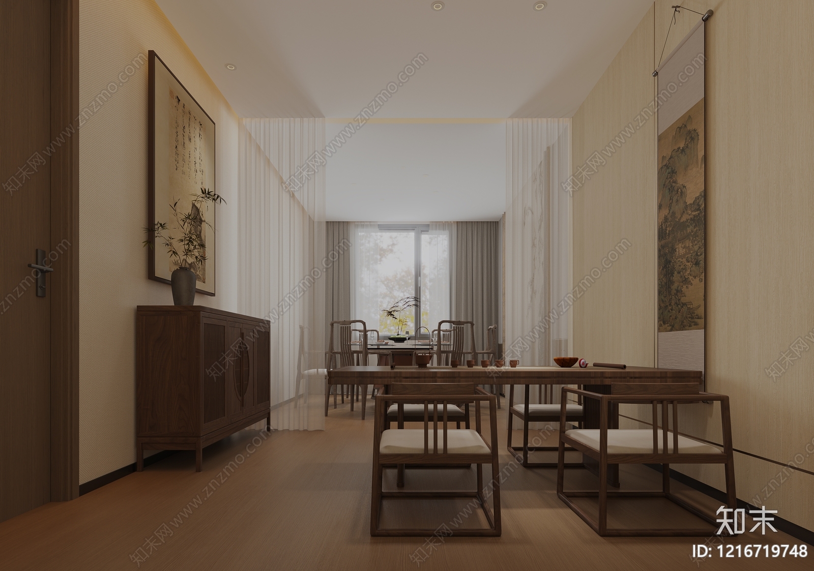 新中式茶室3D模型下载【ID:1216719748】