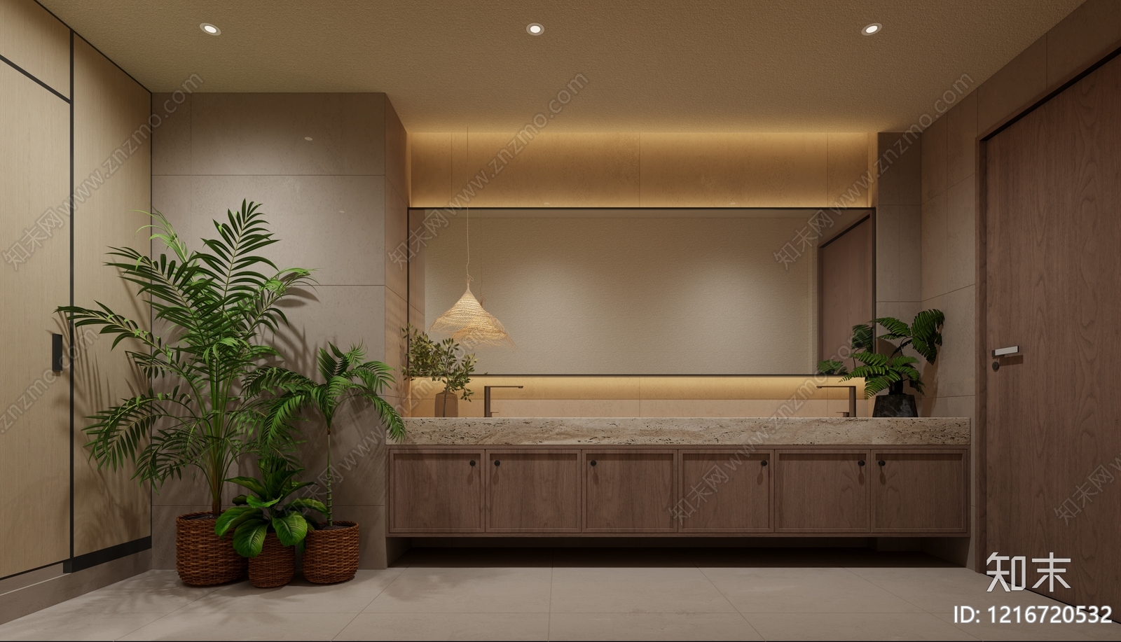 日式侘寂风卫生间3D模型下载【ID:1216720532】