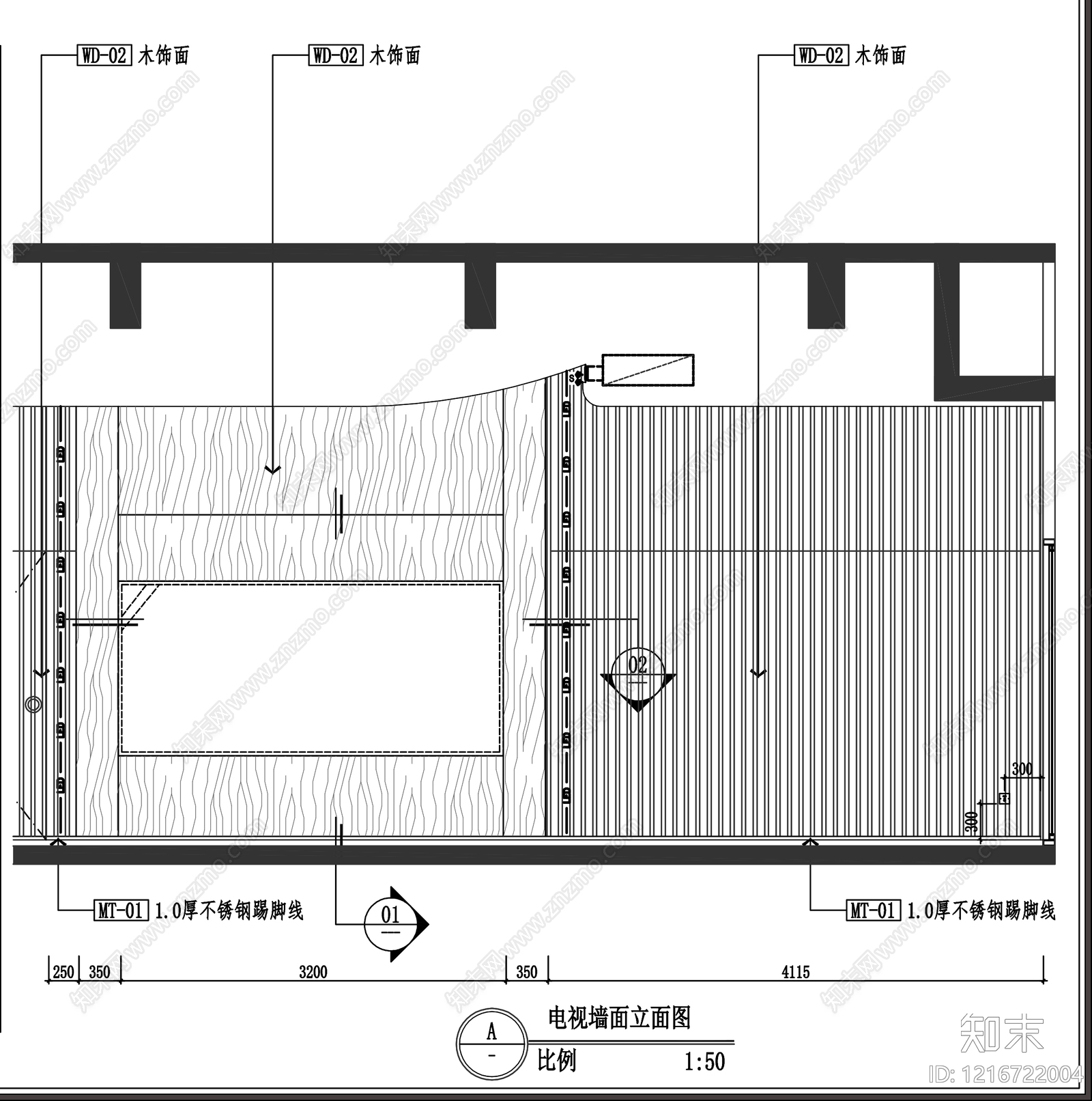 背景墙节点cad施工图下载【ID:1216722004】