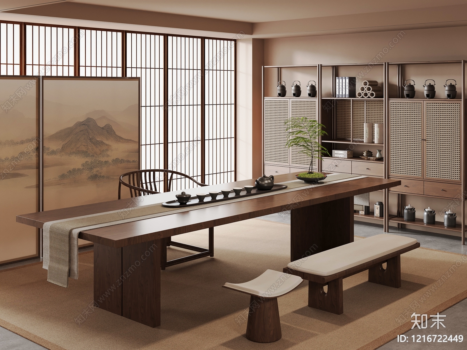 新中式茶室3D模型下载【ID:1216722449】